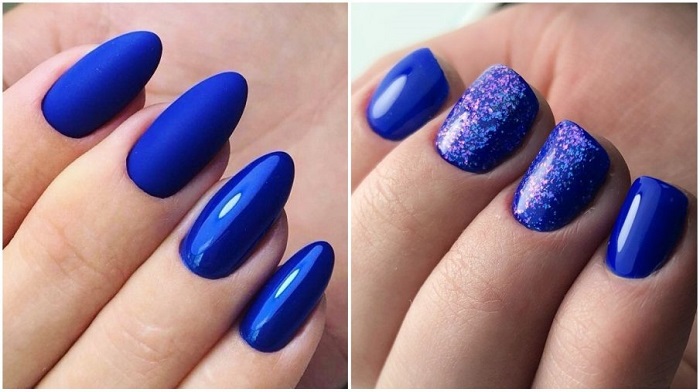 Синий дизайн ногтей.