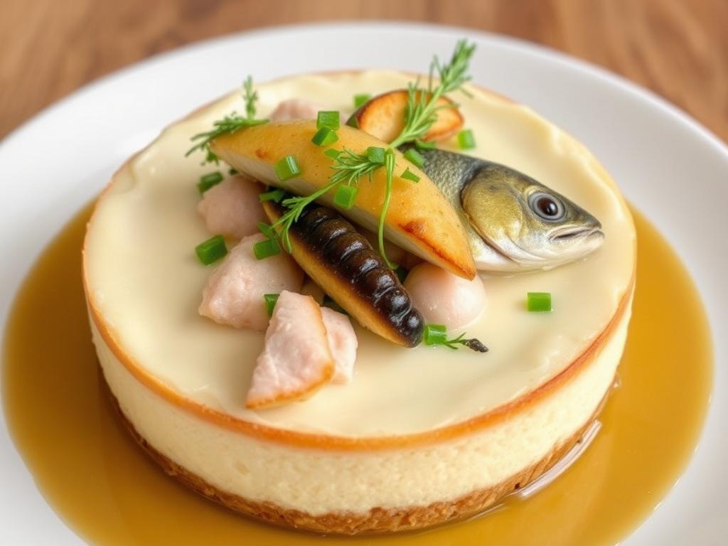 Cheesecake with chicken and fishфото