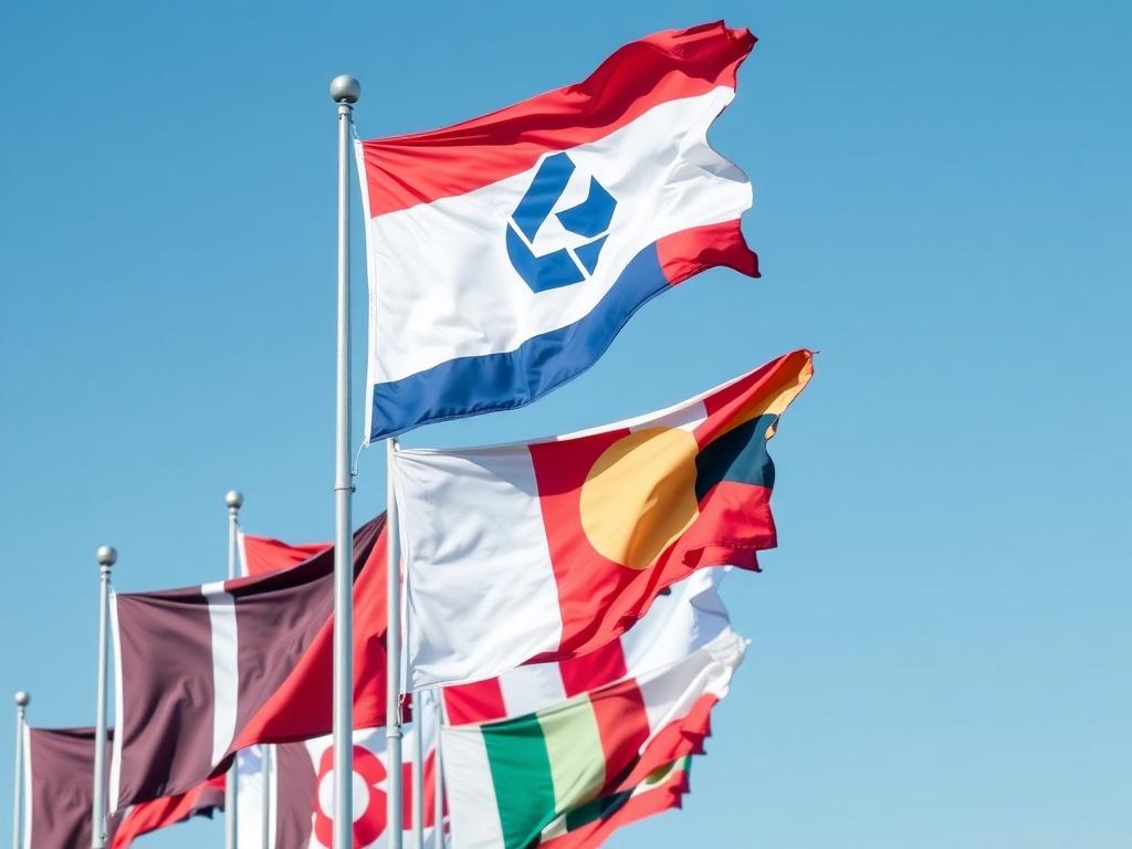 flags with the company logoфото