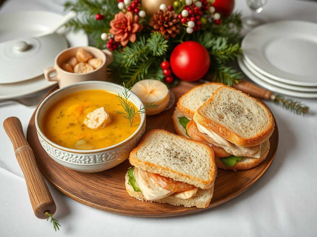 Куриный суп и бутерброды на праздничный стол: просто, душевно и красиво